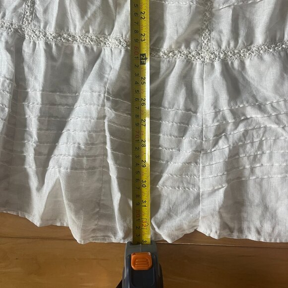 Tapemeasure White Linen Intricate Prairie Style Pleated Maxi Skirt Size 8 - Picture 10 of 14